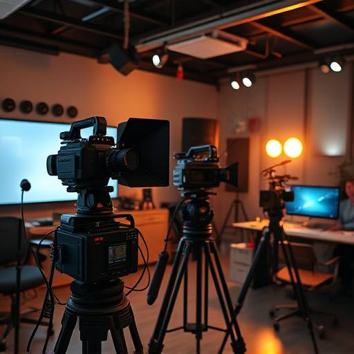 Équipement de montage cinématographique dans une salle de montage